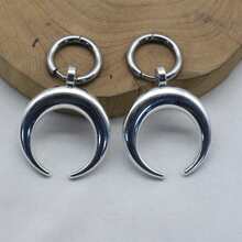 1 Pasang Anting Hoop Liontin Bulan Gaya Gothic Hip Hop Vintage Minimalis untuk Wanita, Cocok untuk Pemakaian Sehari-hari - Perak - View 4