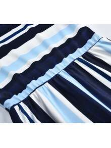 Kleine Mädchenshorts ärmelloses gestreiftes lässiges Kleid, Sommer minimalistisch Mode lang Urlaub Party niedliches Outfit