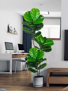 74-165cm Large Artificial Banyan Tree Fake Tropical Rubber Plants Branch Plastic Big Fiddle Leaves Tall Ficus Tree Daily Necessities Green For Home Garden Office Outdoor Decor Without 1pc