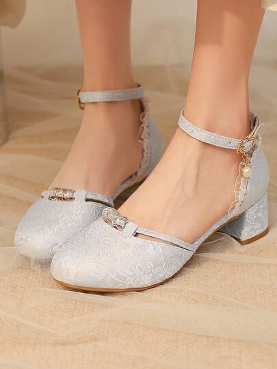 1 Paar Damen Floral bedruckte Polyester Perlen dekorative Schuh Oberfläche Stoff, zufällige Strukturen, geeignet für Partys und alle Jahreszeiten