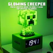 Creeper "Minecraft" Alarm Clock With Digital LED Display And Snooze Function - Creeper Alarm Clock, 16 Cm Size, Exclusive Design And Low Energy Consumption, Easy To Use - Multicolor - View 2