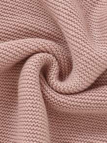 1pc Handmade Customized Name Soft & Cozy Knitted Baby Blanket With Ruffle Edge, Flower Trim Children Blanket - Pink - View 5