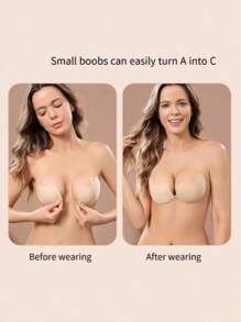 1 Pair Mango Cup Cleavage Enhancing Adhesive Bra, Breathable Lift-Up Backless Invisible Strapless Bra, Sexy Bust Lifting Nipple Cover. Suitable For Daily Wear, Sports, Beach Party, Formal Dress, Dating & Outing