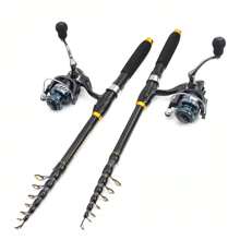 Vara de Pesca Telescópica de 1,8m a 3,6m com Opção de Molinete, Cabo de Cortiça, Fibra de Carbono, Vara de Carpa Multifuncional Spinning, Vara de Viagem Portátil, Equipamento de Pesca