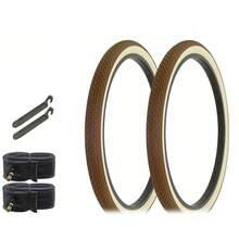 Bicycle Tire 26" X 2.125" Brown/Cream (2) Tires,Tube,Lever, Brick 26" Bike - 1 - View 1