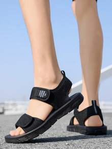 1 Pair Men's Summer Sandals, New Style Breathable Fashion Shoes, Non-Slip Driving Casual Beach Shoes For Men - Black - View 2