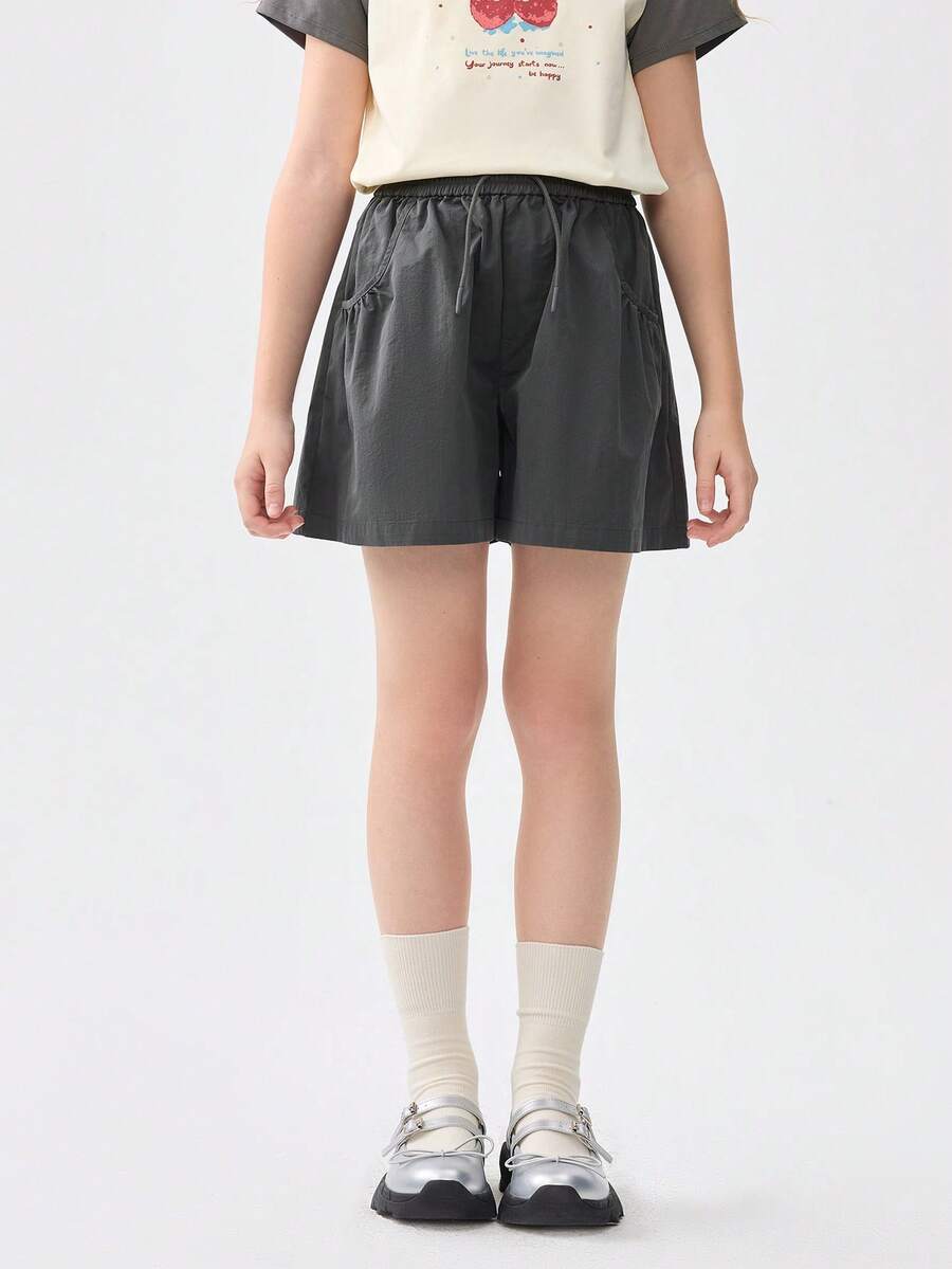 Balabala 女孩涼爽短褲，輕便透氣的夏季打底衫 - 中灰 - 查看 1