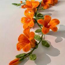 373 件金色系列雪尼尔花茎工艺套件 - 中国凌霄花 DIY 美术用品、管道清洁器花卉套件、用于花卉家居装饰的柔性电线、手工制作减压（附视频指南）