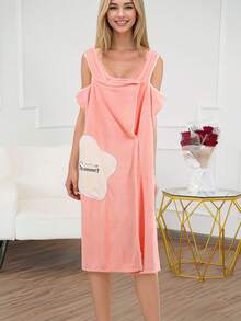 CAIROCK Wearable Bath Skirt, Enlarged Bathrobe, Thickened Bath Towel, Pure Cotton Soft Absorbent Coral Velvet, Household Adult Wrap - Pink - View 5