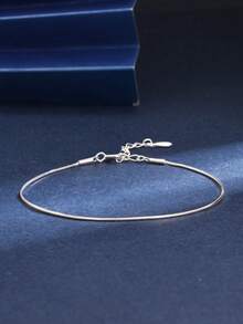 1 件 S925 纯银链条手链，简约设计金色蛇骨风格休闲优雅手链，适合作为送给女友、朋友、生日的礼物