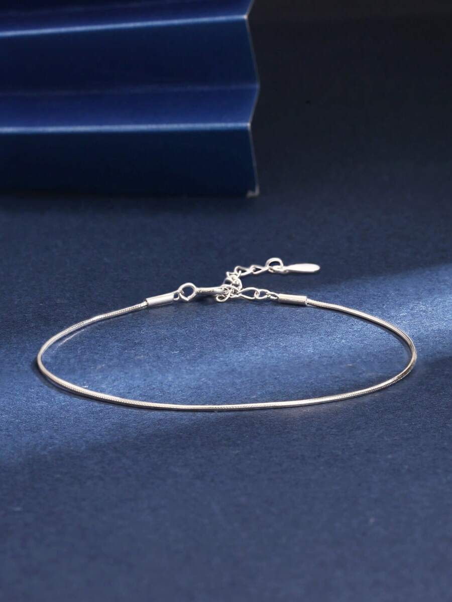 1 件 S925 纯银链条手链，简约设计金色蛇骨风格休闲优雅手链，适合作为送给女友、朋友、生日的礼物