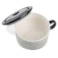 Stoneware 23oz Dot Soup Mug - Black - View 4