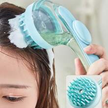 1pc/Long Handle Soft Teeth Silicone Deep Cleansing Shampoo Body Massage Brush, Press To Dispense Liquid Back Rub Multifunctional Bath Brush Massage Silicone Shampoo Brush Beauty Bath Massage Brush With Soap And Shampoo Dispenser Soft Silicone Brush Unisex Ladies' Day Gift Mother's Day Gift