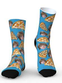 Novelty Custom Face Socks,Crazy Fun Food Socks, Photo Socks Personalized, Photo Socks With Pizza Fun Gifts,Fun Gifts For Couples, Valentine's Day, Birthdays And Special Occasions, Fun Socksfun Gifts For Couples, Valentine's Day, Birthdays And Special Occasions, Fun Socks. - Blue - View 5