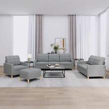 vidaXL Set di Divani 4 pz con Cuscini Grigio Chiaro in Tessuto - Grigio - Visualizzare 1