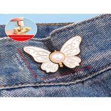 4pcs Butterfly Waist Cincher Jeans Buttons Adjustable Waist Tightener, No Piercing Invisible Buckle Decorative Buttons