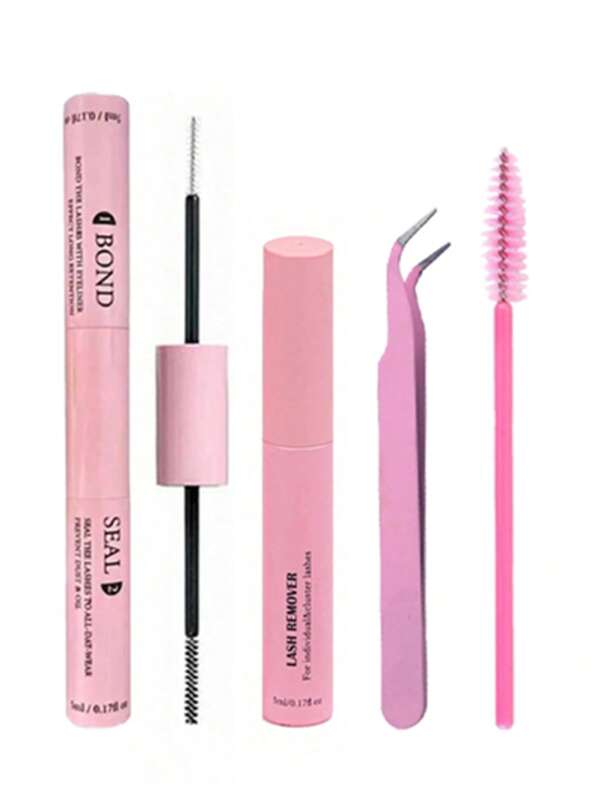 Conjunto de herramientas para pestañas postizas que incluye: Removedor de pegamento, 10 ml de pegamento individual para pestañas, aplicador de pestañas, pegamento 2 en 1 para grupos de pestañas, cepillo para pestañas, pegamento para pestañas en grupos, pinzas, pegamento para grupos de pestañas, pegamento y sellador para pestañas, pegamento para pestañas, herramientas para grupos de pestañas, herramientas para extensión de pestañas, set de herramientas para pestañas