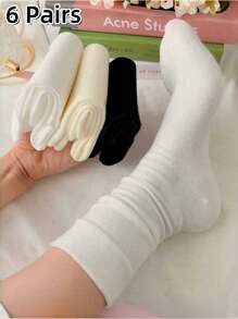 1/4/6 Pairs Women's Comfortable Soft Solid Color Over-The-Knee Socks, Simple Versatile Slouchy Socks With Tassels, Simple Versatile Comfortable Socks (Due To Lighting And Angle During Photography, The Actual Product May Have Slight Color Differences Compared To The Images.), Fall