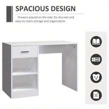 100cm Computer Desk Study Writing Table PC Laptop Desk With Drawer 2 Shelves - White - View 8