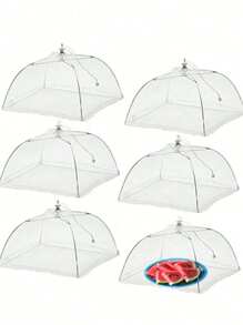 2pcs Foldable White Food Cover Dome, Food Mesh Tent Protector, Reusable Anti-Fly Dustproof Meal Dish Lid For Home Kitchen Outdoor Picnic BBQ Gathering