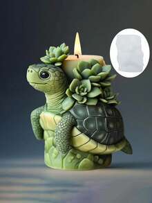 1 pieza Molde de silicona 3D de tortuga, material de silicona suave resistente de -40°C a 230°C, puede hacer velas aromáticas, decoraciones de resina de tortuga, macetas de suculentas de yeso, molde de animal lindo para decoración de habitación de niños, regalos de cumpleaños, manualidades padres e hijos