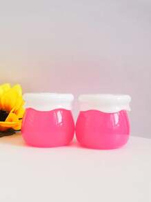 2 Peças Frasco Semi-Transparente Rosa de 10g com Tampa Branca, Pote de Geleia de Frutas, Pote de Creme Acrílico, Recipientes Cosméticos Recarregáveis, Direta da Fábrica