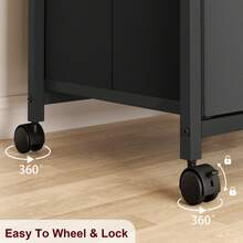 Filing Cabinet With 3 Drawers, Rolling Filing Cabinet Fits Letter Or A4 Paper. Vertical Filing Cabinet On Wheels, Vertical Office Filing Cabinet, Small Storage Cabinet Under The Desk For The Home Office. - màu đen - Xem 5