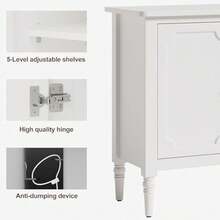 SUNVIVI Sideboard With 4 Doors, Mid-Century Console Table With Adjustable Shelves, Accent Cabinet For Entryway, Living Room, Dining Room - 1White - View 4