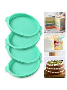 Zestaw 3/1 okrągłych silikonowych foremek do ciasta w różnych rozmiarach, nieprzywierających, elastycznych, łatwych do usunięcia, składanych silikonowych foremek do pieczenia w domu, profesjonalnych wypieków, do wypieku ciasta wielowarstwowego, foremek do chleba, foremek do tostów, foremek do ciasta, narzędzi do pieczenia z powłoką nieprzywierającą - Wielokolorowe - Zobacz 3