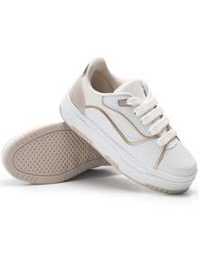 Women's Flatform Comfortable Casual Blogger Lumiss Sneakers - trắng - Xem 4