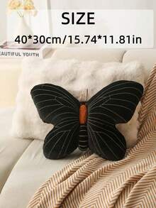 1pc Black Butterfly Decorative Throw Pillow, Girly Decor For Dorm, Living Room Sofa, Bedroom - Black - View 3