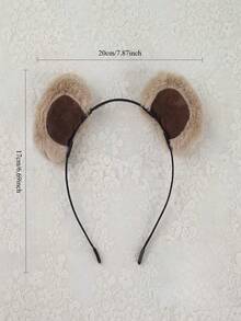1 件新款毛绒熊头带，女士卡通日常化妆面膜洗脸运动头带，动物优雅可爱休闲街头派对涤纶头带，四季适用，发带，发箍头带 - 毛絨小熊髮箍 - 查看 13