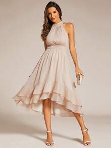 EVERPRETTY Elegantes Chiffon Brautjungfernkleid mit Trägerhalsausschnitt, Festgastkleid