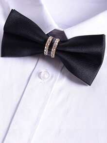 1pc Men's Formal Business Rhinestone Decor British Style Bow Tie Men Necktie - Black - View 2