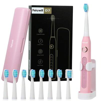 Electric Toothbrush,Fairywill Electric Toothbrush For Adults, Rechargeable Whitening Toothbrush With 8 Brush Heads 5 Modes