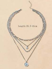 1 件时尚百搭朋克风格多层吊坠项链 - 銀色 - 查看 3