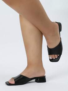 Women's Slip-On Mule Slippers, New Soft Leather Summer Sandals, Casual Comfortable Chunky Heel Versatile House Slides