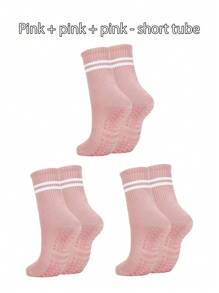 3 paires de chaussettes antidérapantes pour le Pilates, chaussettes antidérapantes pour femme pour le Pilates, chaussettes adhérentes pour le Pilates, chaussettes à grip pour le yoga, noir, blanc, rose, sport