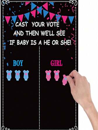 AFYPRTY 1 Set Gender Reveal Voting Poster Party Game Paper Voting Board With Genders Stickers Suitable For B O Y Or G I R L Gender Reveal Party Decoration B A B Y Shower Supplies