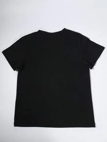 Camiseta deportiva de niños con diseño personalizado impreso - Imprime tu foto o diseño favorito, camiseta gráfica para niños, entrega rápida, negro - Negro - Ver 2