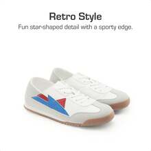 Boys Girls Fashion Sneakers Foldable Back Retro Classic Casual Tennis Lightweight Breathable Walking Shoes For Little/Big Kid - Blue and White - View 8