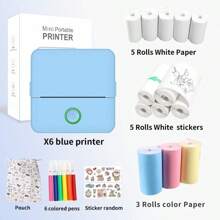 22 piezas Mini impresora fotográfica inalámbrica portátil en blanco y negro, Mini impresora de pegatinas compatible con iOS y Android sin impresión a color, impresora de bolsillo Bluetooth con impresión instantánea, regalos de temporada de regreso a clases para estudiantes y amigos