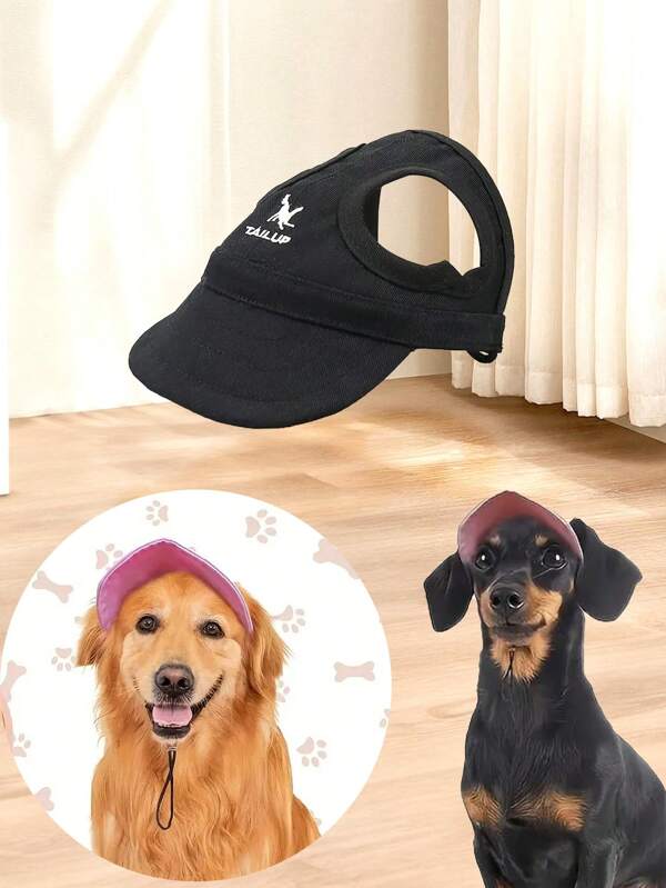 1pc Adjustable Dog Sunhat With Elastic Strap - Waterproof Pet Cap For Small, Medium & Large Breeds - Non-Woven UV Protection Outdoor Sunhat