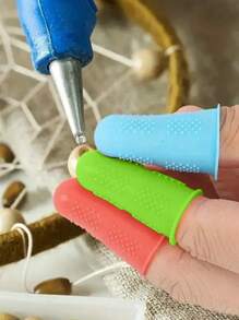 Set di 3 proteggi dita in silicone - resistenti al calore, antiscivolo, riutilizzabili per lavorazioni con pistola a colla a caldo, progetti fai-da-te