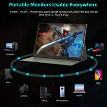 14-Inch Touchscreen Monitors 1920*1200p 60Hz Display Ratio 16:10 Built-In Speaker, 100% SRGB Brightness 400 ,Contrast Ratio 1200:1 Ultra Slim White External Portable Monitor , Second Screen Console For Cell Phones /Laptops/Desktops/5 /Switch Gaming Game