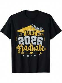 [Proud Aunt, 2025 Graduate] Proud Aunt Of A Class Of 2025 Graduate - Auntie Senior 2025 T-Shirt - Black - View 1