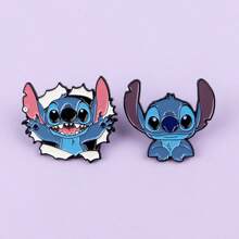 Disney 1 pièce Broche Disney Stitch, épinglette émaillée distinctive - Insigne mignon pour sacs à dos et vêtements, accessoire de broche pour vêtements, attache de sac