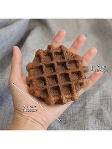 1pc, 4.33 Inch High, PU Material Realistic Round Waffle Bread, Authentic Chocolate Muffin Fake Food, Food Toys Model Display Decor, Photography Stage Props, Christmas Gift, New Year Gift, Party Decoration - Waffles - View 9