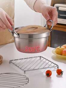 1pc Stainless Steel Square Heat-Resistant Kitchen Table Mat, Coaster, Kitchen Ware Pallet Thickened Pot Mat Insulation Stand, Insulating Mat, Household Multifunctional Steaming Rack, Anti-Scald Bowl And Dish Rack, Multipurpose Kitchen Countertop Heat Resistant Trays, Kitchen Gadge, Suitable For Hot Pots, Pans, Kitchen Accessories, Dining Room Supplies - Square - View 4