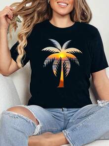 Couples, Gifts, Men's Tops, Women's Tops Fashion Letter Pattern Men's T-Shirt Pure Cotton Skin Comfortable , Suitable For Sports Out At Home Suitable For Lovers Loved Ones - màu đen - Xem 2